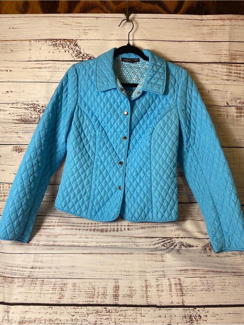 Briggs New York Quilted Light Blue Snap-Front Jacket Sz-PM